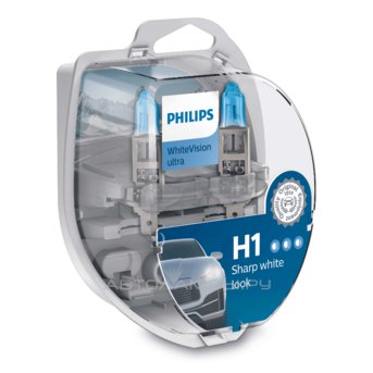 H1 12V- 55W (P14,5s) (абсолютно белый свет+увелич. срок службы) WhiteVision ultra +W5W (2шт.) 12258WVUSM